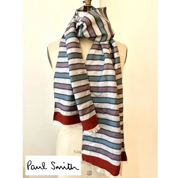 Authentic NWOT PAUL SMITH striped oblong long cotton scarf, OS - Picture 1 of 4